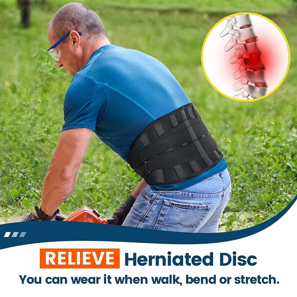 Breathable Waist Support Back Brace Lower Back Pain Lumbar Support for Men Women Relief Sciatica, Herniated Disc, Heavy Lifting