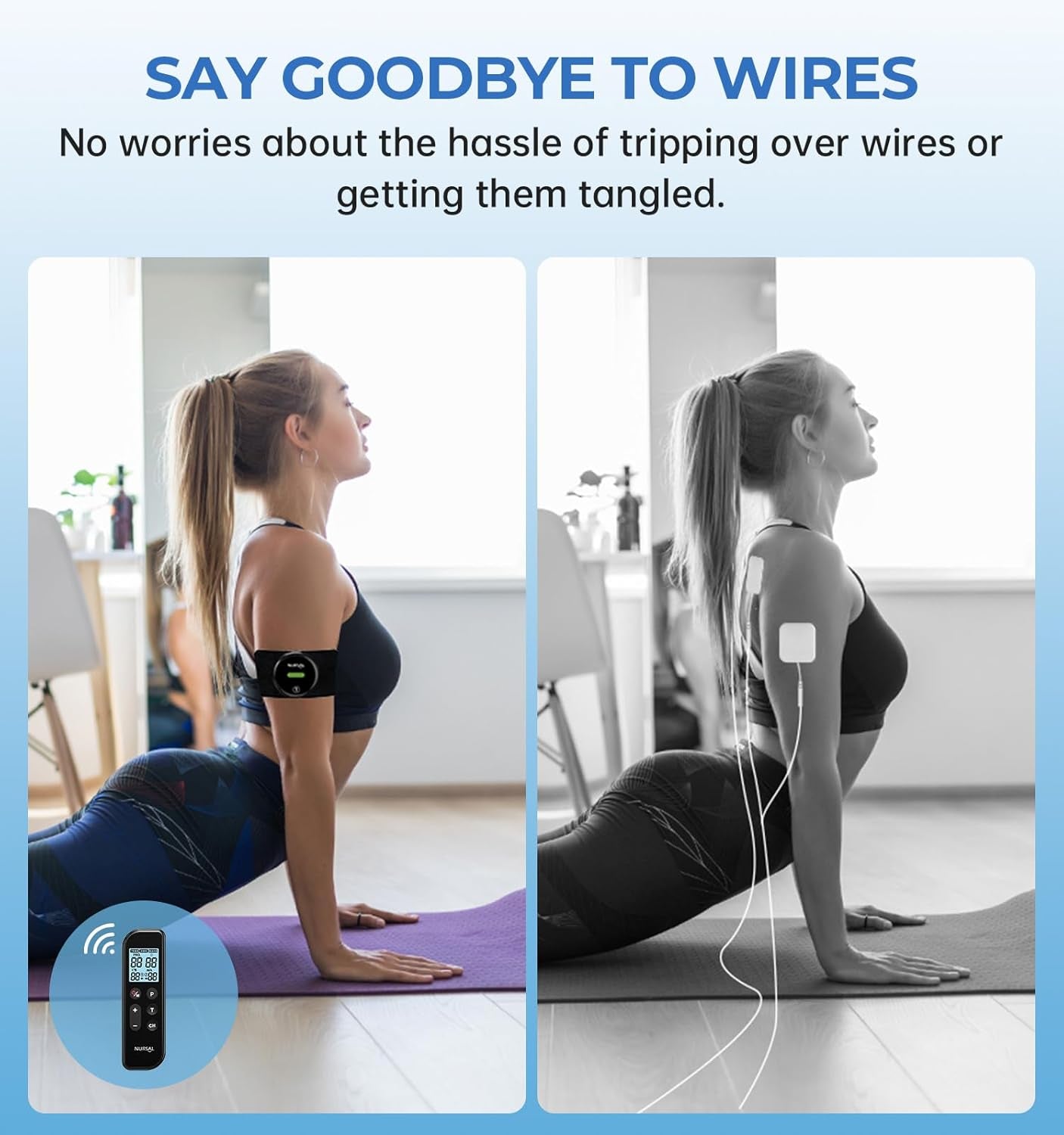 NURSAL Wireless TENS Unit Muscle Stimulator, Dual Host TENS EMS Machine for Pain