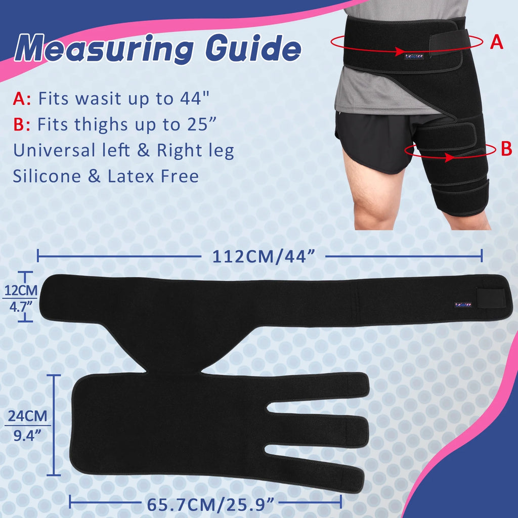 Adjustable Hip Braces,Groin Braces, Sciatica Pain Relief,One Size (Left), 1 Count