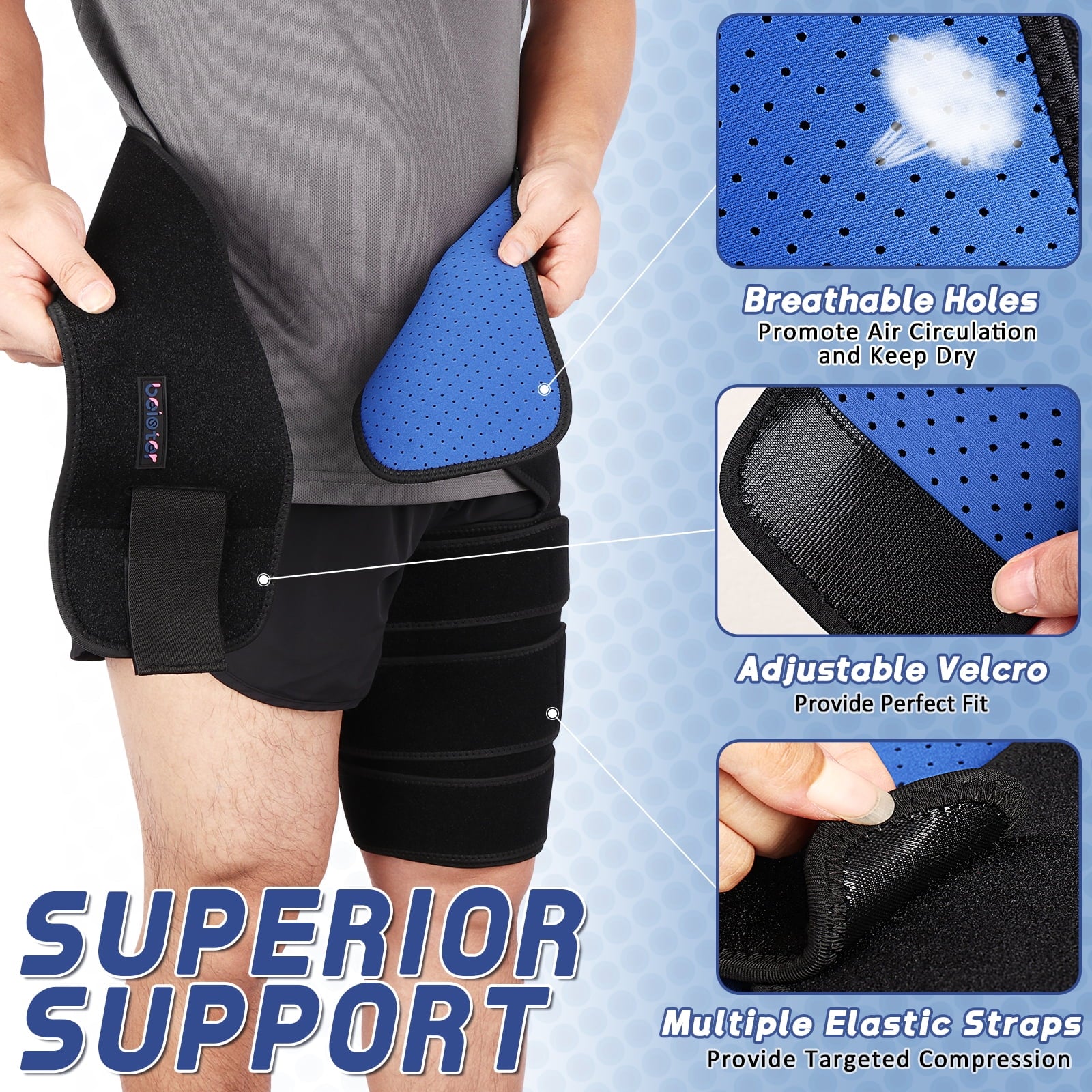 Adjustable Hip Braces,Groin Braces, Sciatica Pain Relief,One Size (Left), 1 Count