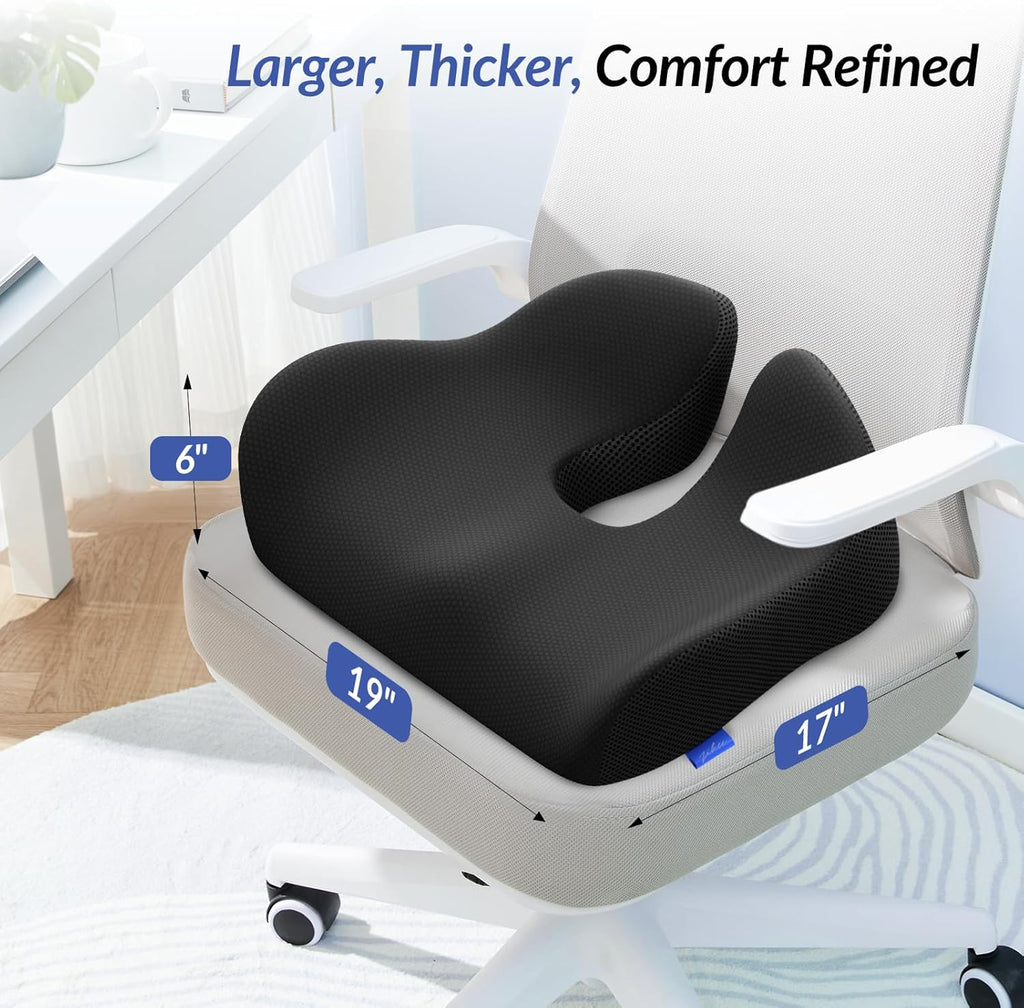 Thickened Seat Cushion, Ergonomic Memory Foam Hemorrhoid Pillow for Hip, Sciatic