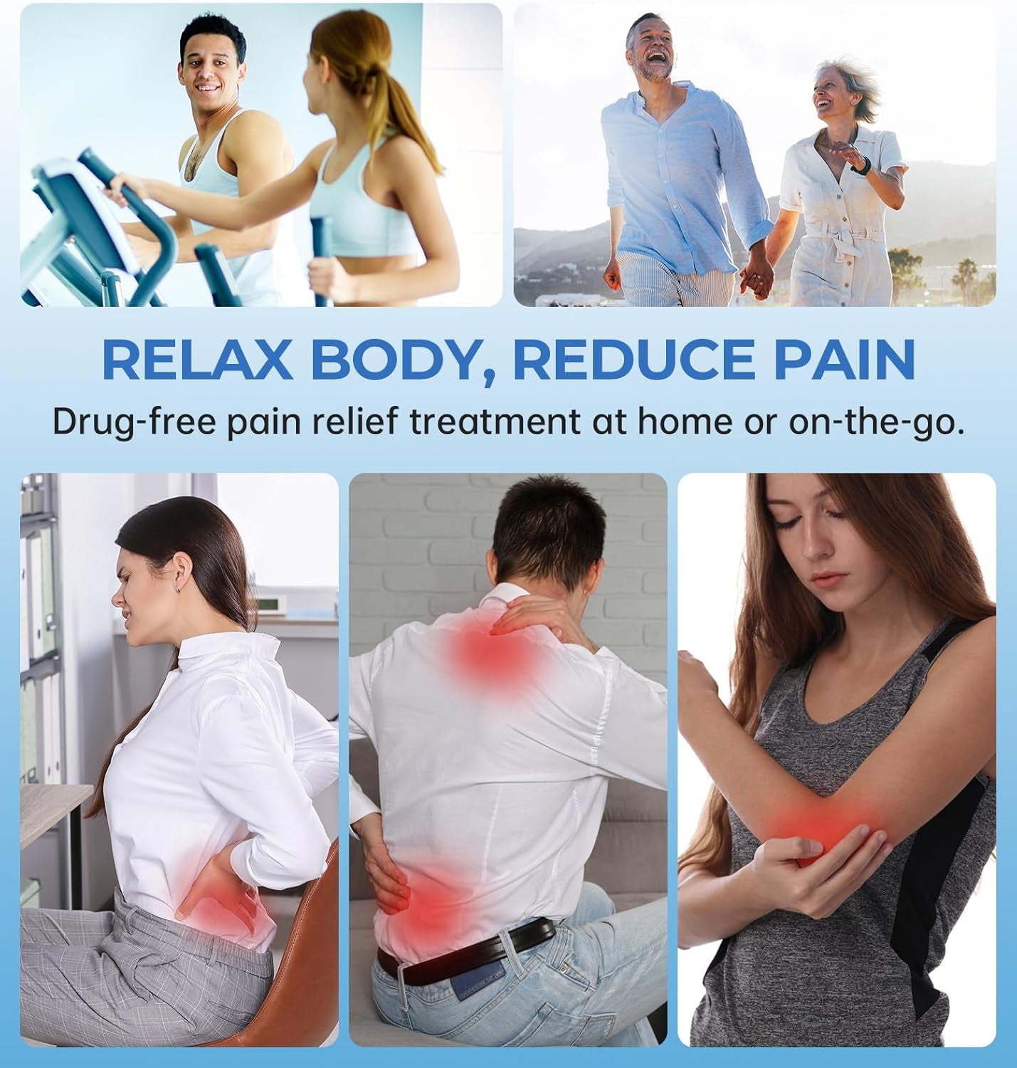 NURSAL Wireless TENS Unit Muscle Stimulator, Dual Host TENS EMS Machine for Pain