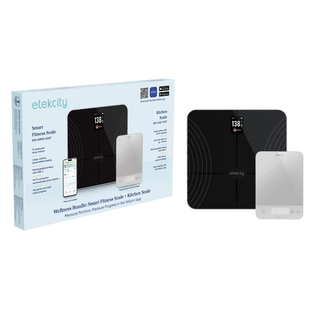 Etekcity Wellness Bundle: Smart Fitness Scale + Kitchen Scale
