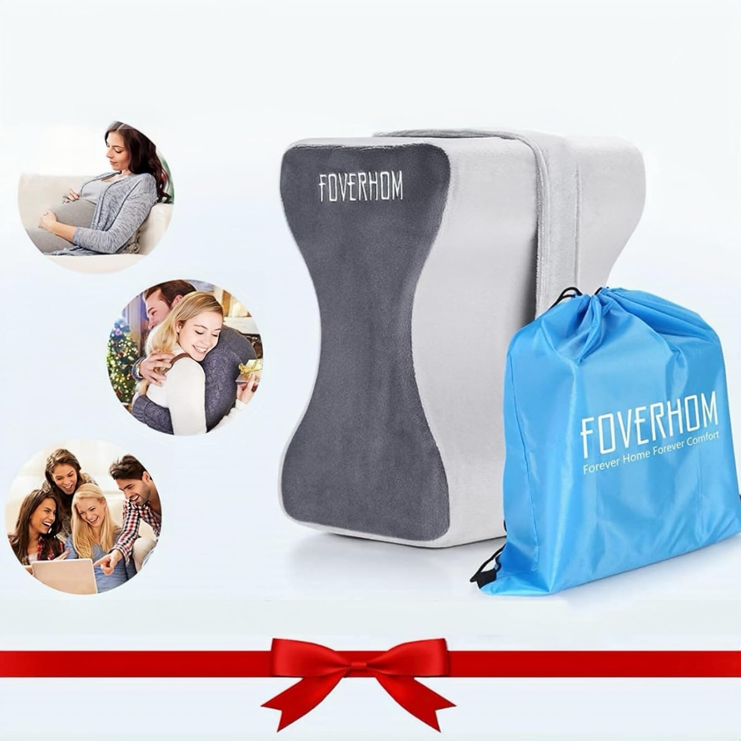 Memory Foam Knee Pillow,Orthopedic Leg Pillow for Sciatica Relief,Back Pain, Pregnancy, Leg Pain, Hip Pain and Sciatica Relief, Grey