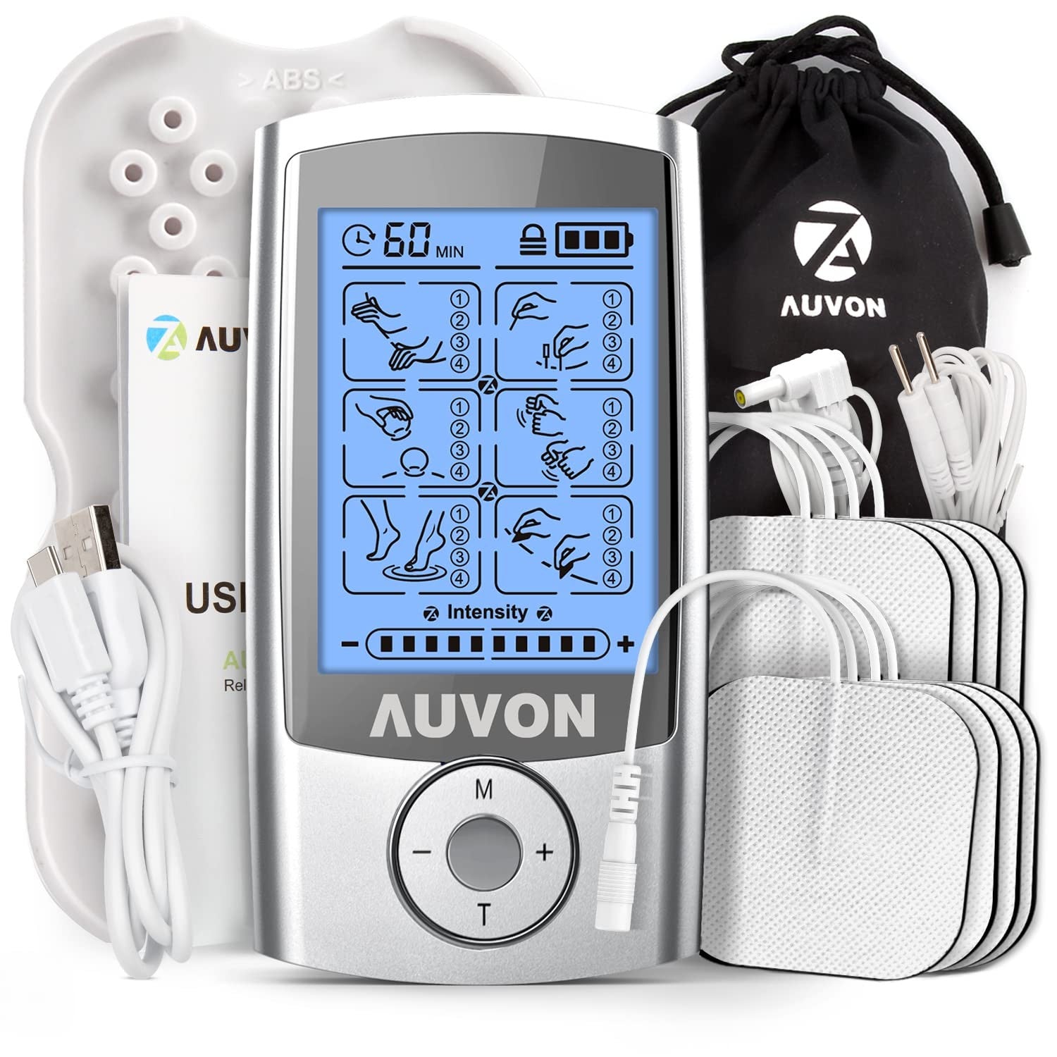 Auvon Rechargeable Tens Unit Muscle Stimulator, 24 Modes 4Th Gen Tens