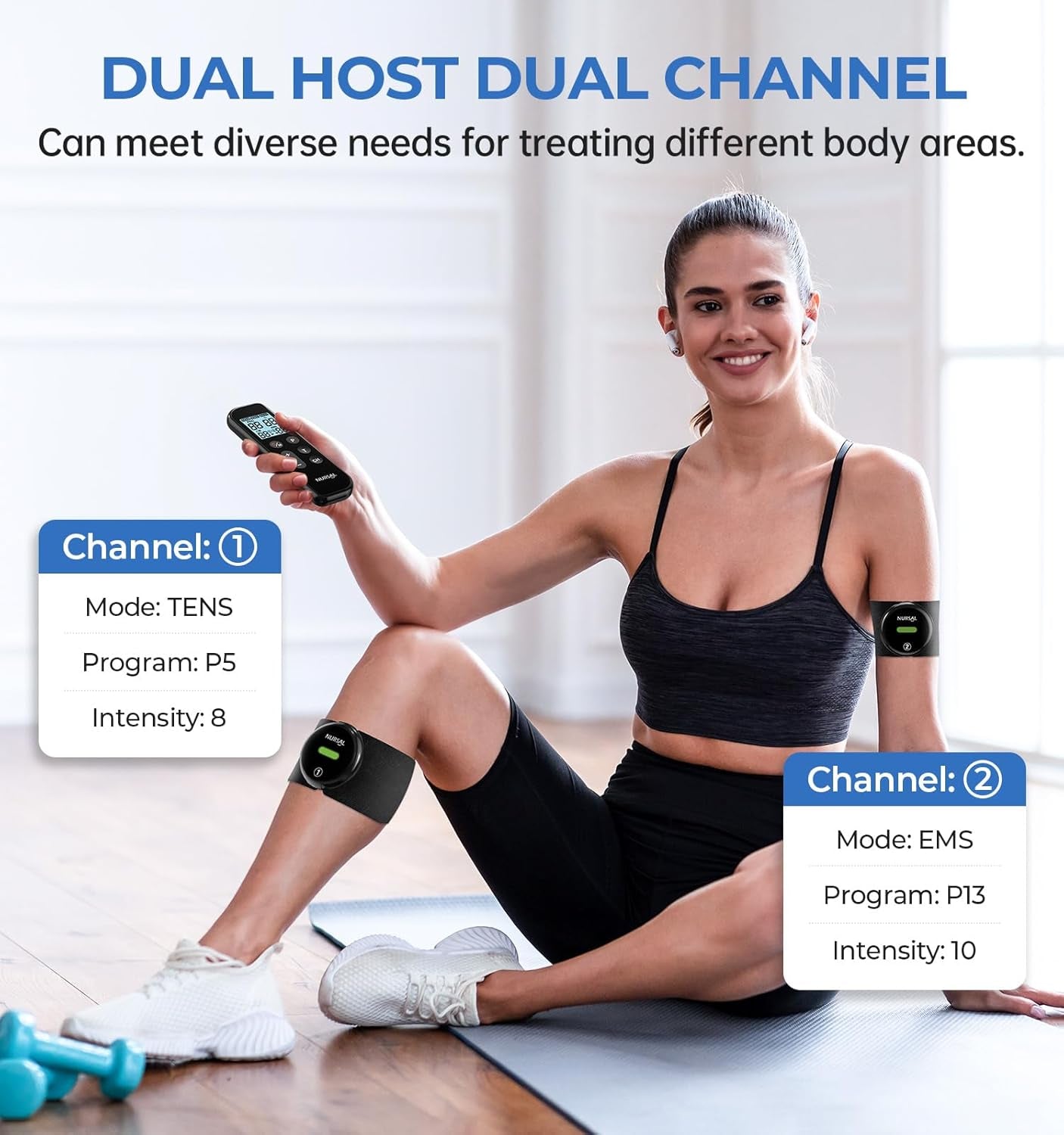 NURSAL Wireless TENS Unit Muscle Stimulator, Dual Host TENS EMS Machine for Pain