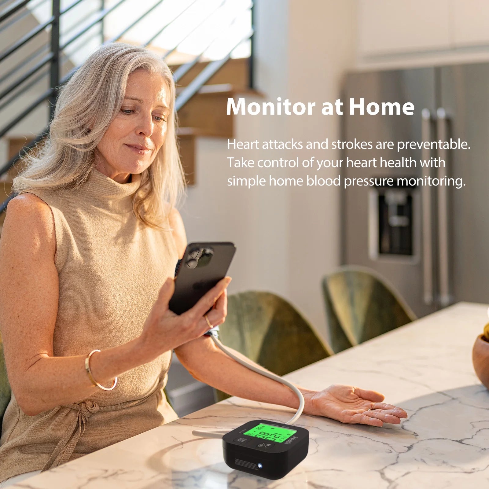 Track plus Bluetooth Upper Arm Blood Pressure Monitor with Wide Range Blood Pressure Cuff, Automatic Blood Pressure Machine