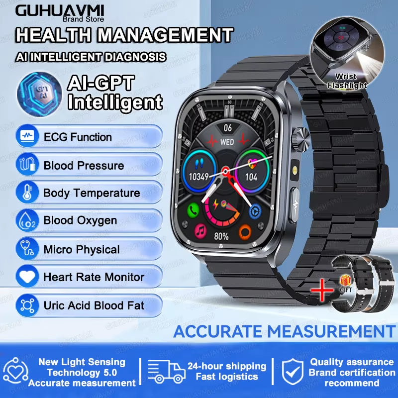 2025 New Accurate ECG Smart Watch Heart Health Analysis Blood Analysis Blood Lipid Blood Pressure BT Call Smart Watches for Men