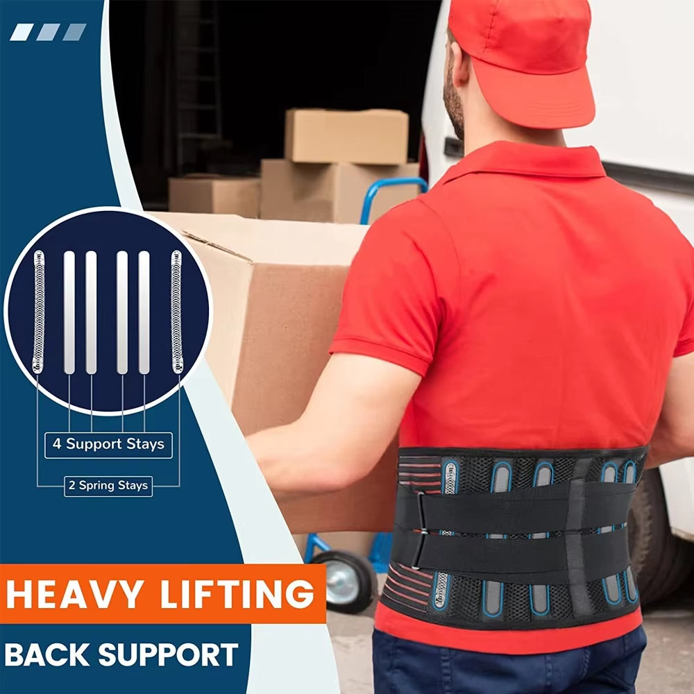 Breathable Waist Support Back Brace Lower Back Pain Lumbar Support for Men Women Relief Sciatica, Herniated Disc, Heavy Lifting
