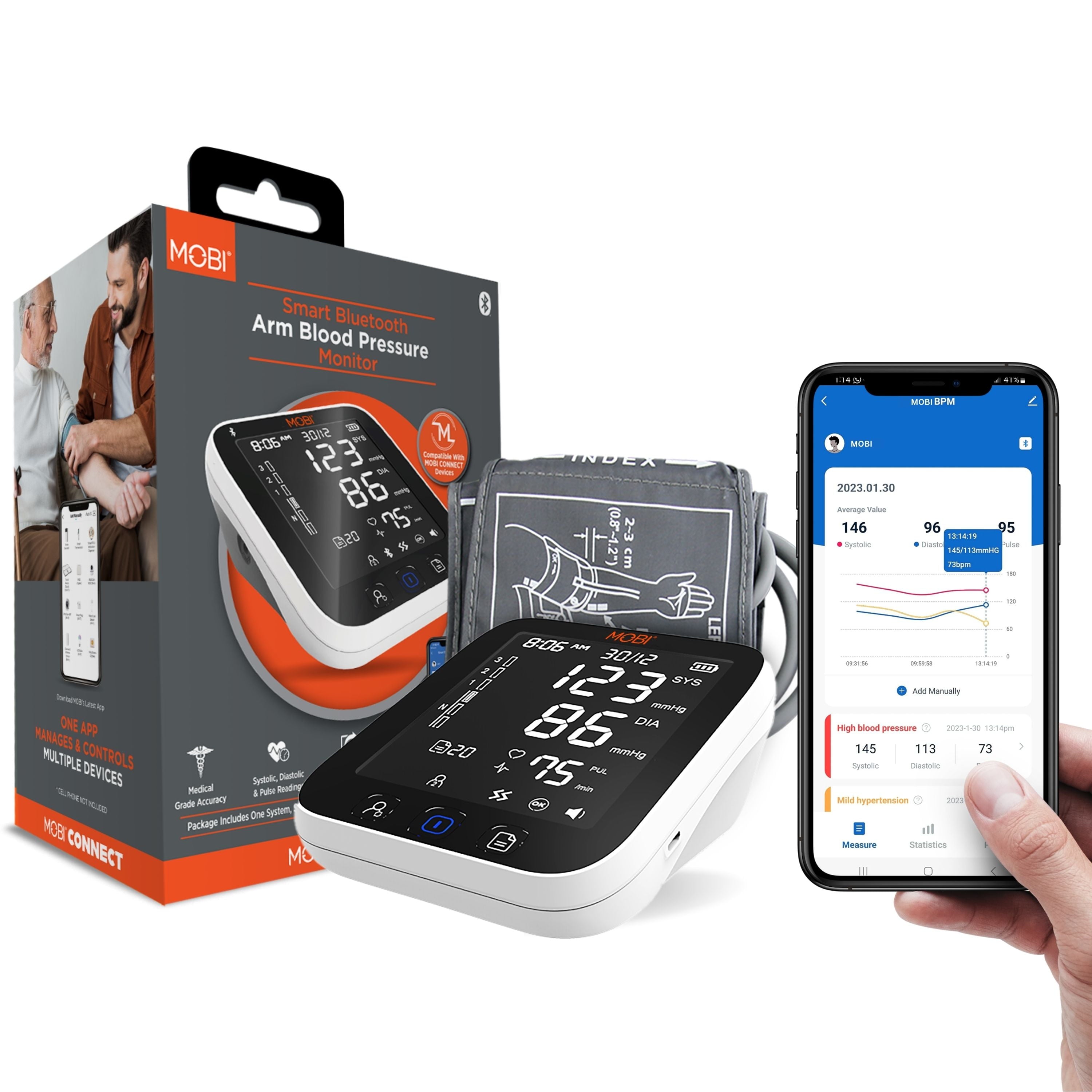 Connect Smart Bluetooth Upper Arm Blood Pressure Monitor Automatic Blood Pressure Machine
