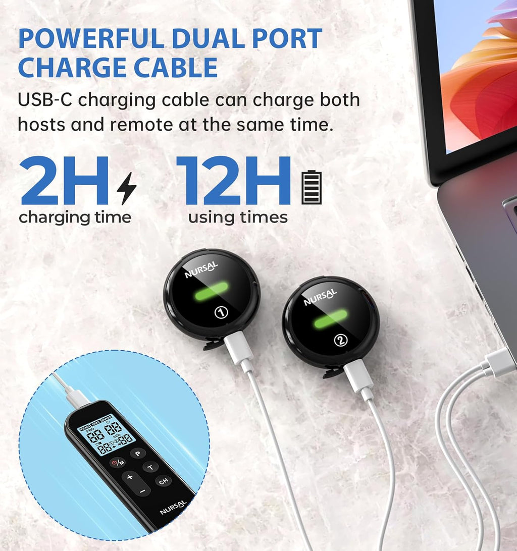 NURSAL Wireless TENS Unit Muscle Stimulator, Dual Host TENS EMS Machine for Pain