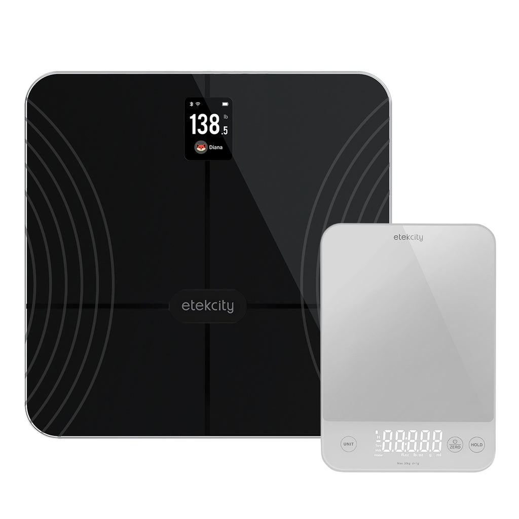 Etekcity Wellness Bundle: Smart Fitness Scale + Kitchen Scale
