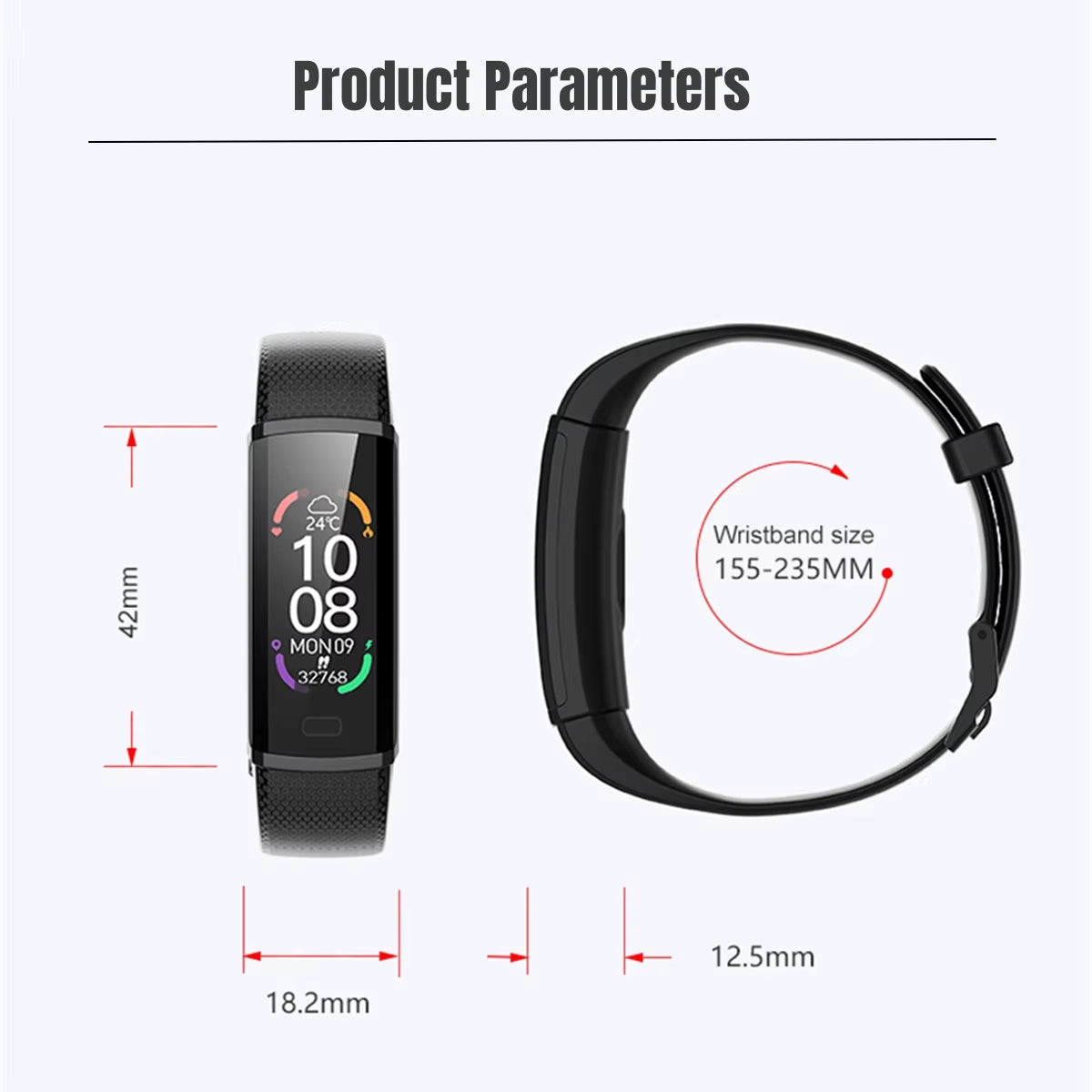 New Smart Band Watches Sports Fitness Bracelet 3ATM Waterproof Heart Rate Blood Pressure Monitoring Smartband for Men Women