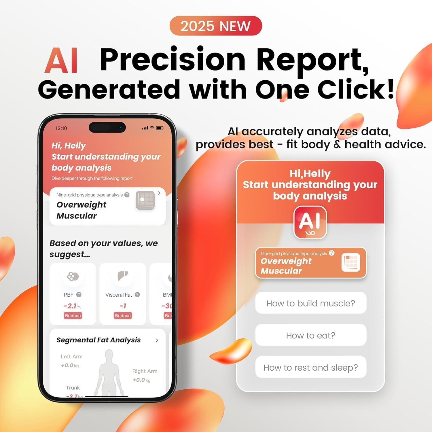 Smart Body Fat Scale Digital Bluetooth Bathroom Scale Accurately Measures Body Fat and 55 Body Composition Indicators