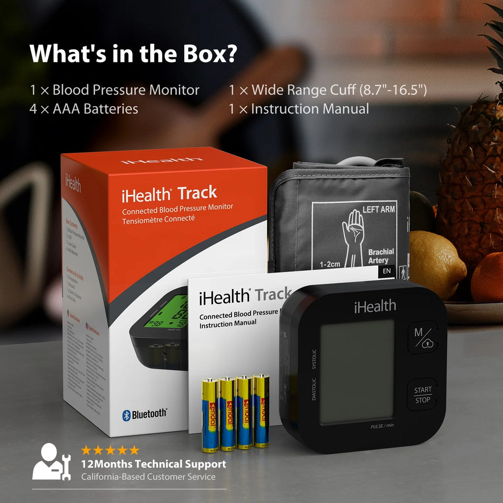 Track plus Bluetooth Upper Arm Blood Pressure Monitor with Wide Range Blood Pressure Cuff, Automatic Blood Pressure Machine