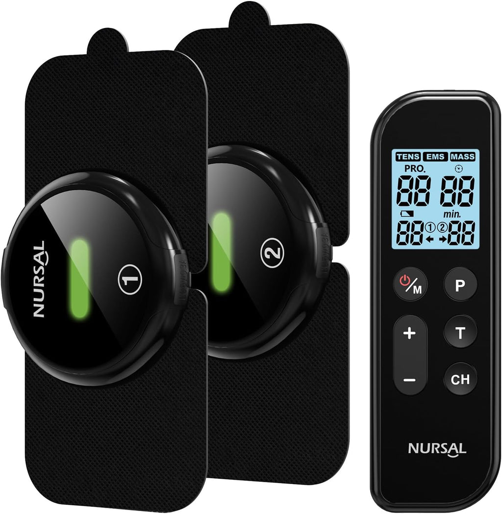 NURSAL Wireless TENS Unit Muscle Stimulator, Dual Host TENS EMS Machine for Pain