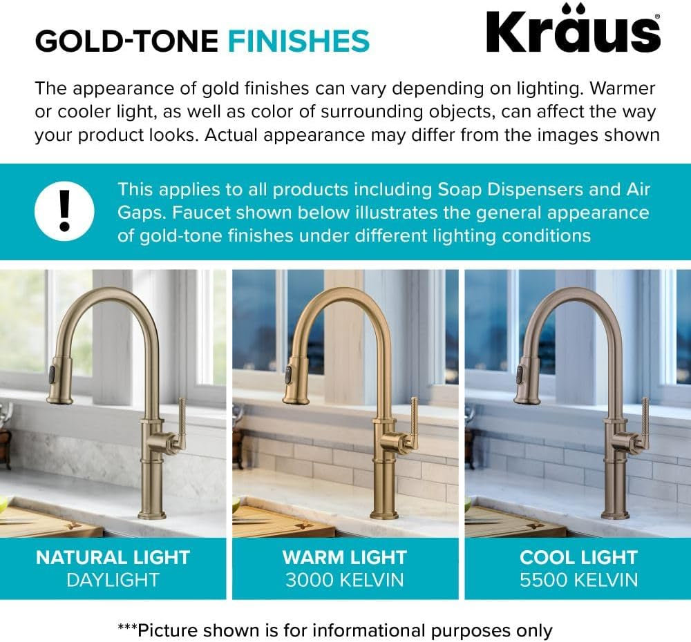 Allyn 100% Lead-Free Kitchen Water Filter Faucet in Brushed Gold, FF-102BG