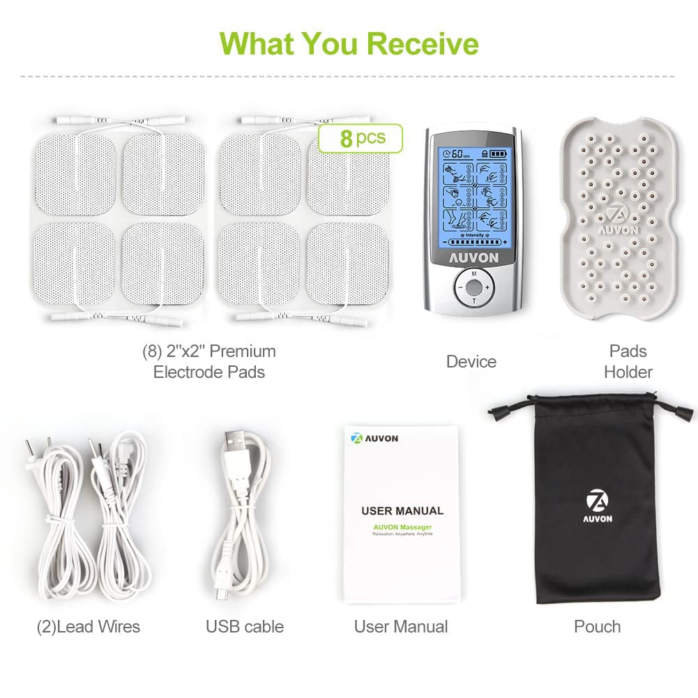 Auvon Rechargeable Tens Unit Muscle Stimulator, 24 Modes 4Th Gen Tens
