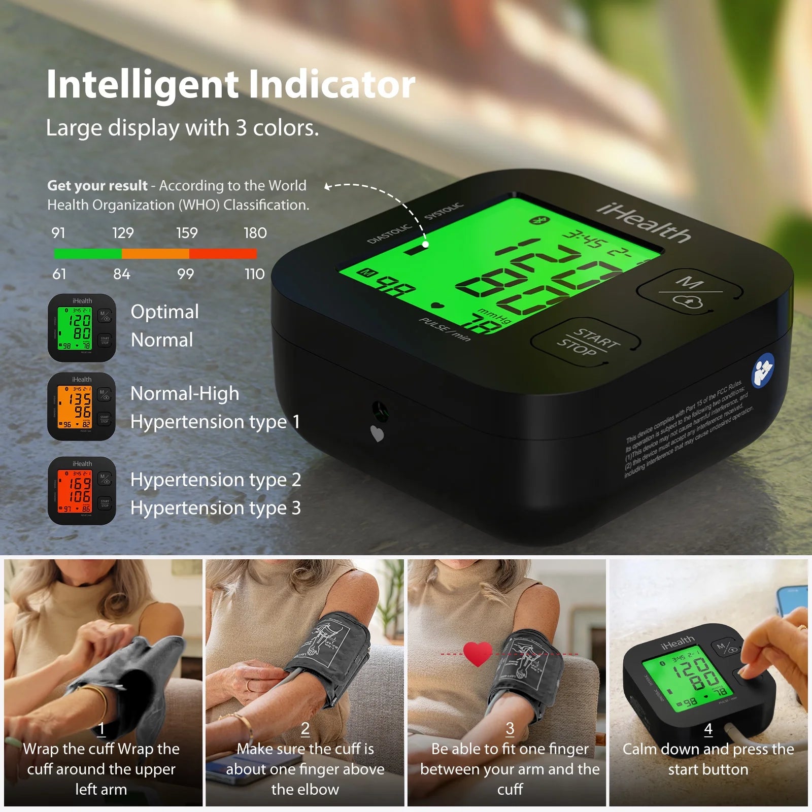 Track plus Bluetooth Upper Arm Blood Pressure Monitor with Wide Range Blood Pressure Cuff, Automatic Blood Pressure Machine