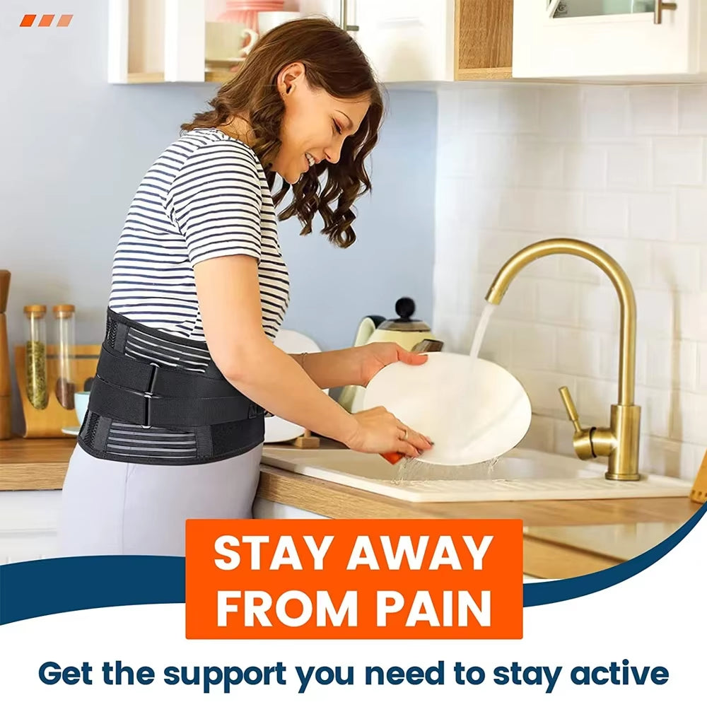 Breathable Waist Support Back Brace Lower Back Pain Lumbar Support for Men Women Relief Sciatica, Herniated Disc, Heavy Lifting